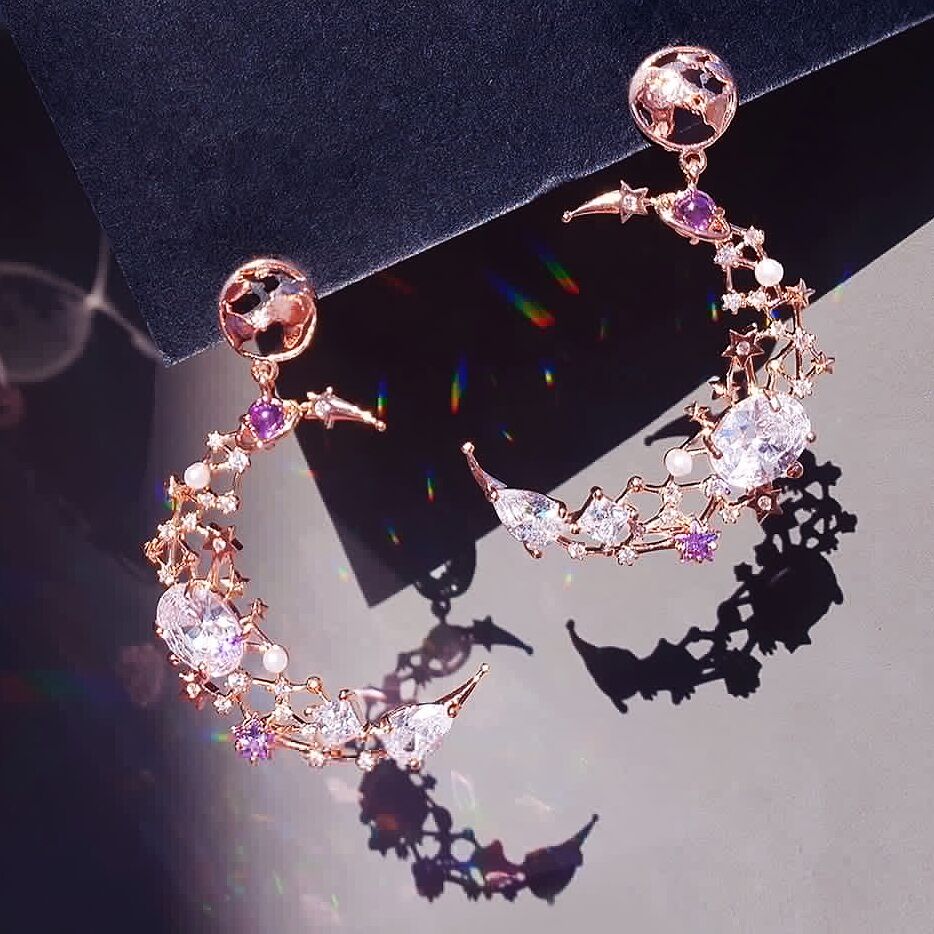 nyunyu星星月亮耳环东大门韩国