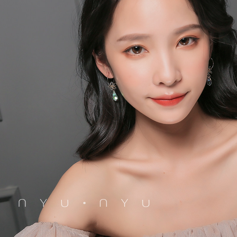 nyunyu圈圈花朵水晶时尚个性耳针