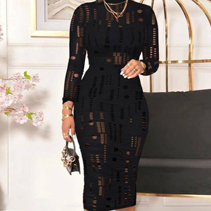 345XL plus size black dress with buttocks大码包臀黑色连衣裙