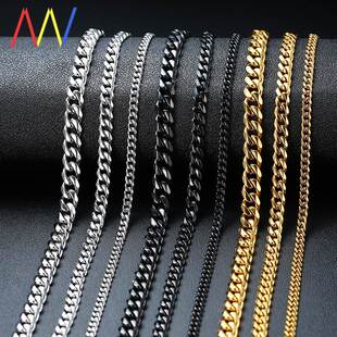Punk Stainless Steel Necklace for Men Women Gold Chain 2021