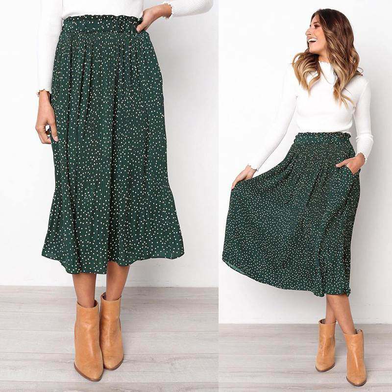 High Waist Pleated Maxi Skirt Womens Long Skirts For Women图片