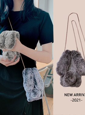 毛绒适用于小米17手机壳小米15保护套k70蛇骨链斜挎兔子红米note14防摔新款k80女全包f1秋冬小·米14pro女款