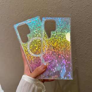 适用三星Galaxy手机壳S25ultra保护套外壳s23网红s22女款小众s24ultra菱格女款磁吸magsafe可爱闪粉少女心