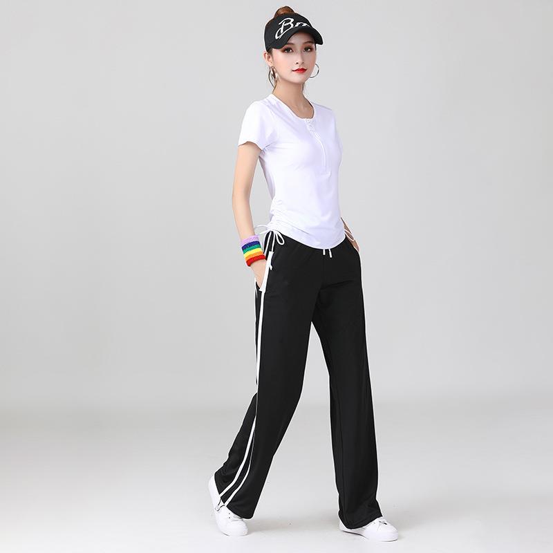 特惠杨丽萍广场舞服装跳舞健身操套装女运动装夏季短袖T恤速干舞