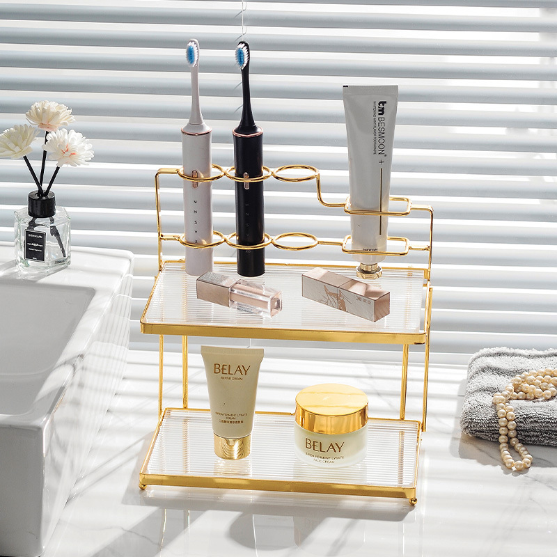 轻奢牙刷置物架卫生间免打孔漱口杯套装刷牙杯牙缸多功能收纳