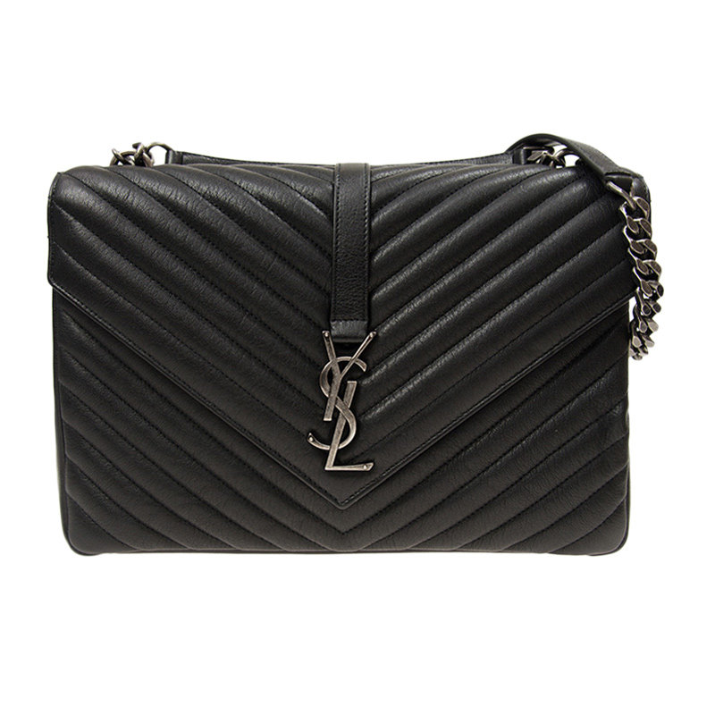 YSL 圣罗兰 女士黑色牛皮斜挎包 487212-BRM04-1000