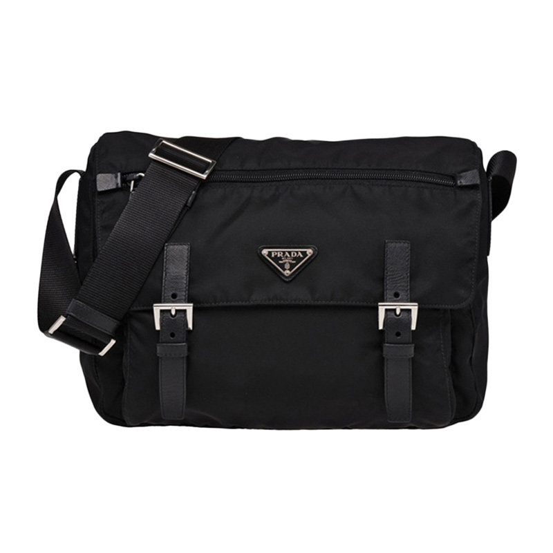 Prada 普拉达 黑色织物女士挎包 1BD671-V44-F0002