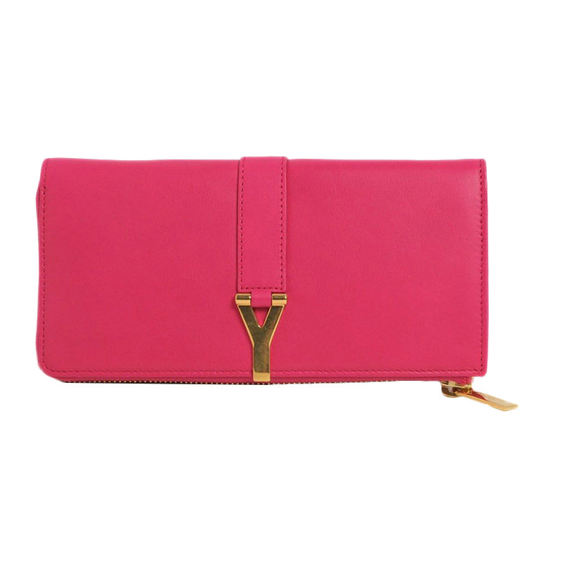 YSL 圣罗兰 女士桃红色牛皮拉链开口长款钱包 314992-J50J-5623