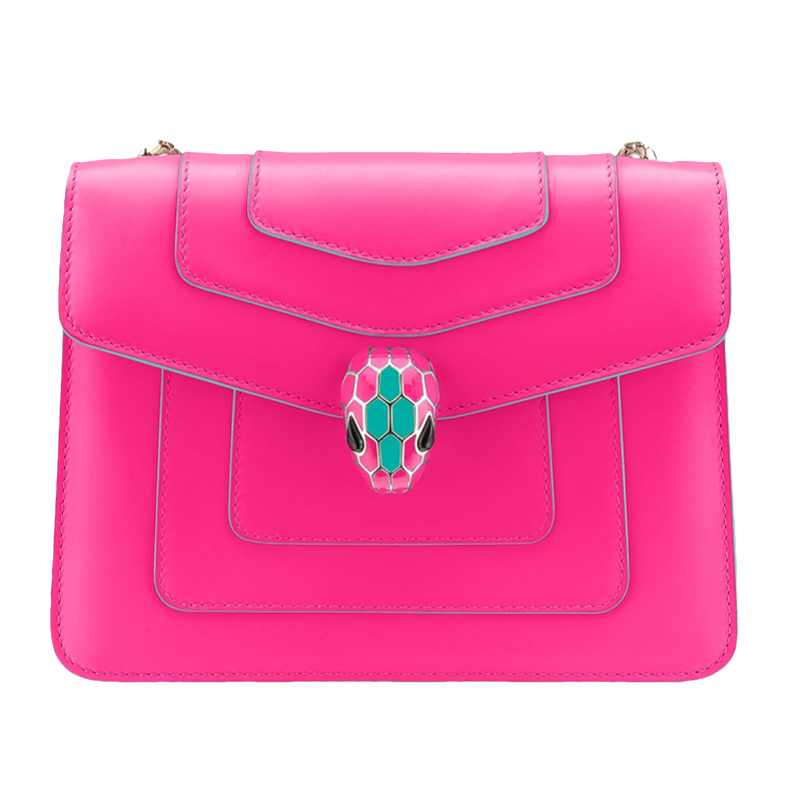 BVLGARI 宝格丽 粉色女包蛇头扣单肩斜挎包 289473