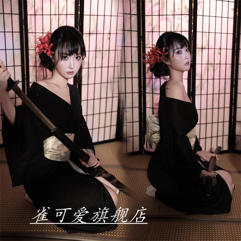 神明少女影楼新款和服改良日式黑道正装千金传统写真服旅摄影浴衣