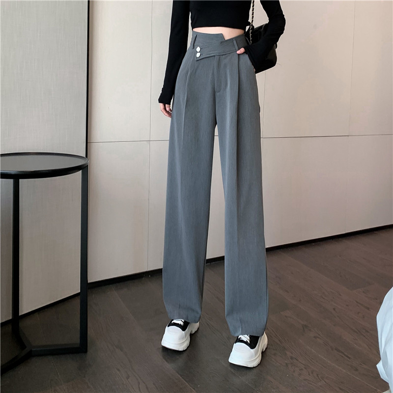 EARLY SPRING 2024 NEW DESIGN SENSE DRAPE MOP PANTS HIGH WAIST LOOSE THIN STRAIGHT PANTS CIC TEMPERAMENT PANTS WOMEN