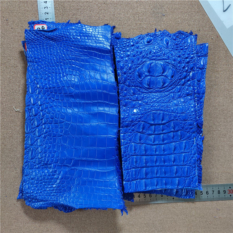 闪电蓝色鳄鱼头骨肚皮竹节纹钱包驾照证钥匙包卡包表带料边角皮料