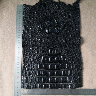 LCCRERV DIY鳄鱼皮料 中光黑色手包长夹钱包骨头皮料大块边角料