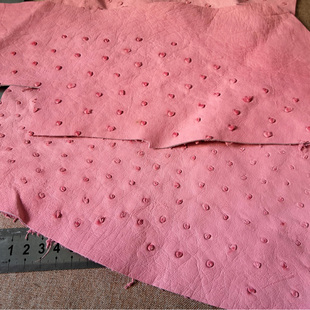 南非粉红色鸵鸟皮料 DIY表带手机壳钱包手包钥匙包卡包长夹鸵鸟皮