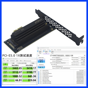 NVMe PCI GEN5转接卡转M.2转接卡4X 5.0 SSD转m2转nvme扩展卡