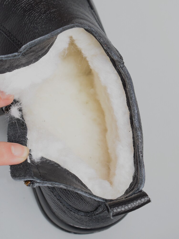 WINTER THICKENED VELVET WARM NORTHEAST COTTON SHOES MENS LEATHER SIDE ZIPPER COLD-PROOF PURE SHEEPSKIN FUR INTEGRATED SNOW BOOTS THICK SOLES