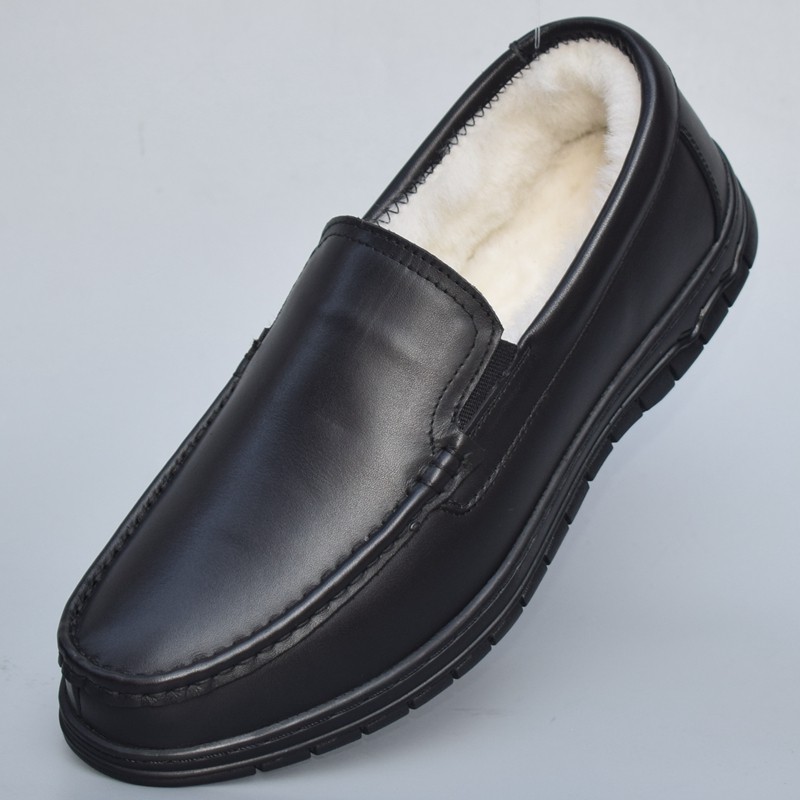 冬季皮毛一体棉皮鞋加厚绒保暖休闲爸爸羊毛男鞋一脚蹬真皮豆豆鞋,流行男鞋,乐福鞋（豆豆鞋）,淘宝优惠券,粉丝福利购,淘宝优惠卷