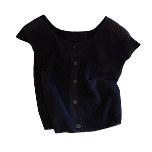 百搭新款圆领冰丝薄款短袖针织衫女法式气质甜美短款T恤上衣开衫