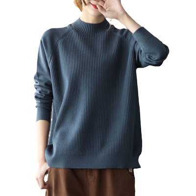 羡婉大码半高领针织套头打底衫