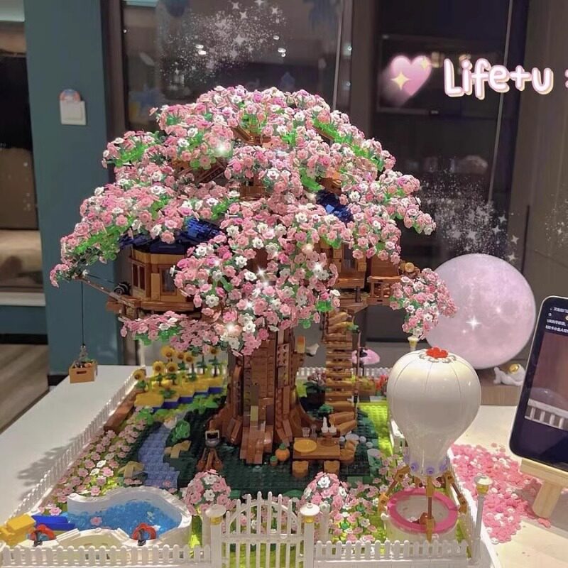 樱花树屋积木16成年高难度巨大型6-12岁以上拼装女孩益智儿童玩具