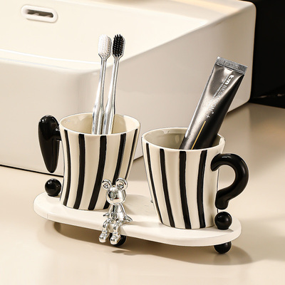 高颜值漱口杯陶瓷创意情侣家用洗漱台面牙缸刷牙杯牙刷置物架套装