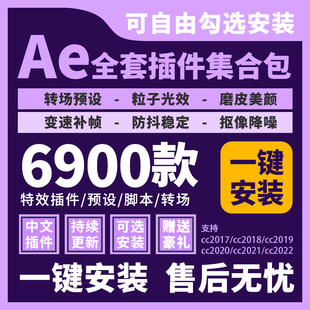 ae插件全套合集一键安装包调色e3d粒子视频转场特效脚本素材模板