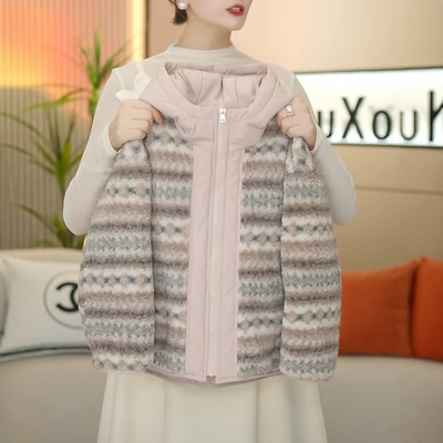 女童外套秋冬款今年流行爆款外套儿童毛毛衣夹棉加厚外套2025新款