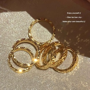 金店同款不褪色镀真金满天星碎冰冰戒指窄版宽版 送女友个性