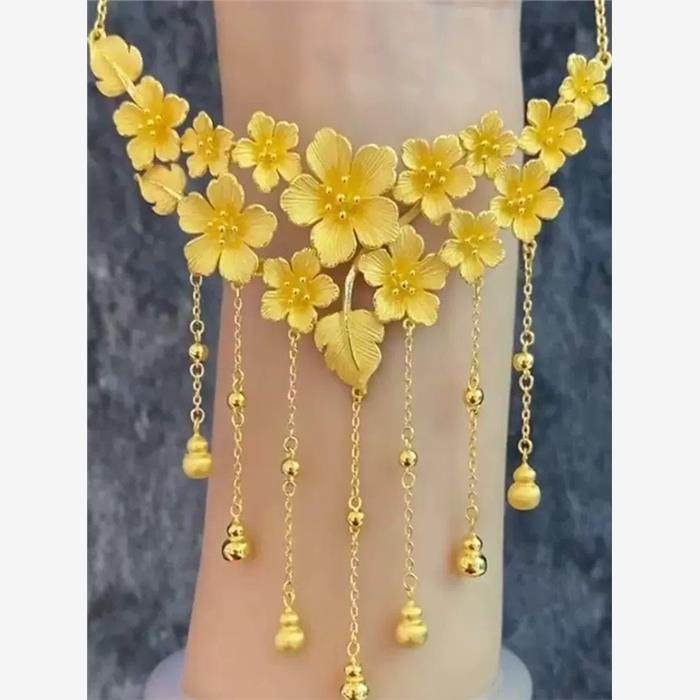 繁花似锦项链仿真黄金沙金花朵葫芦结婚三金订婚五金婚嫁高级感