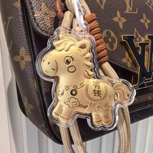 水贝爆款足金999马上有钱卡通手机链挂件挂饰钥匙扣黄金包包挂饰