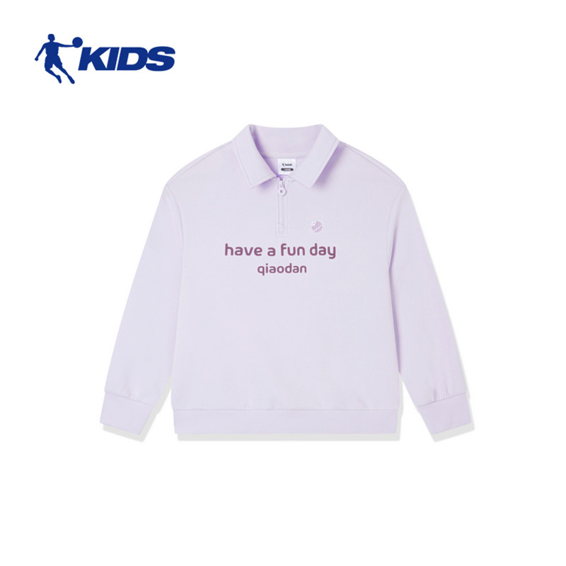 乔丹女童半拉链翻领卫衣2025新款中大儿童春秋上衣洋气衣服打底衫