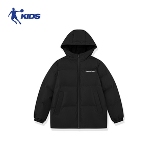 乔丹童装梭织羽绒服2025冬季男女童学生防风保暖连帽外套T8619601
