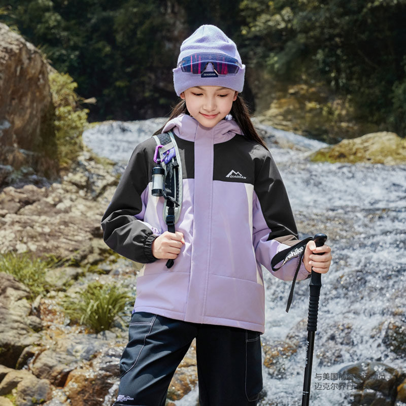 乔丹女童羽绒服儿童防风三合一加厚外套中大童秋冬户外风衣两件套