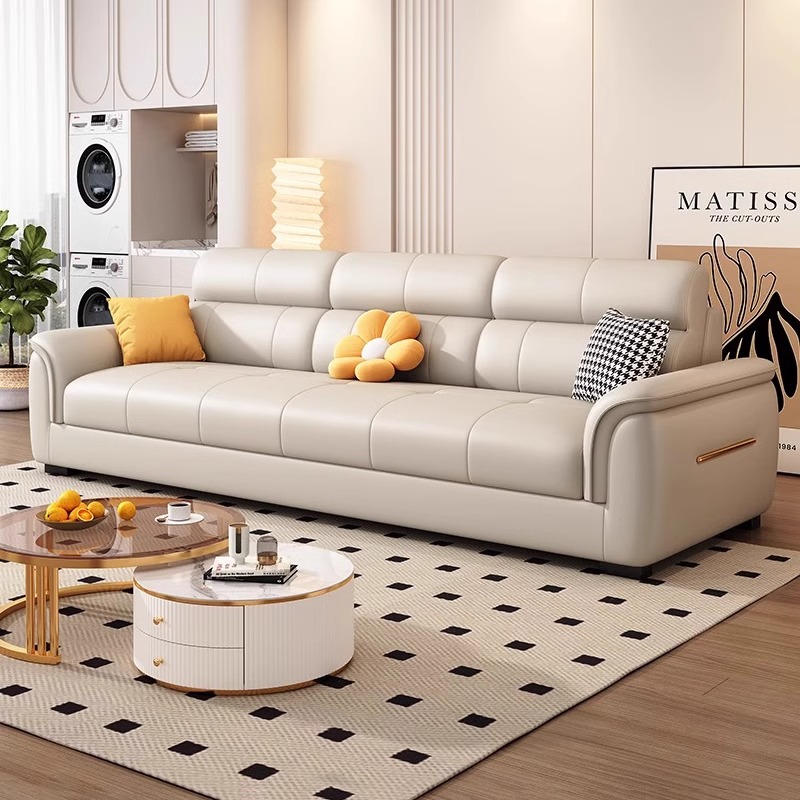 政府补贴北欧猫抓皮沙发小户型直排贵妃直排三四人位真皮沙发组合