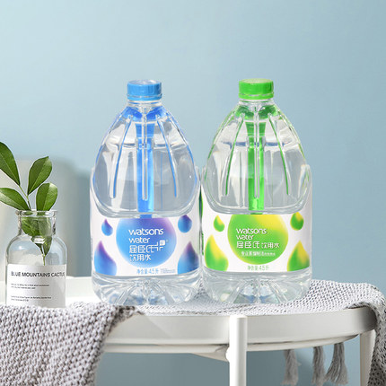 watsons屈臣氏矿泉水蒸馏水饮用桶装水4.5L*4桶装蓝色大桶桶装水