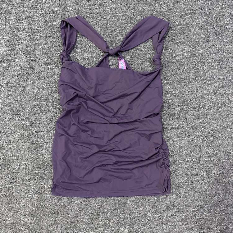 ed家设计感扭结打褶高弹荡领吊带辣妹上衣 外贸尾货