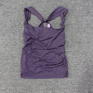 ed家设计感扭结打褶高弹荡领吊带辣妹上衣 外贸尾货