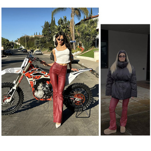 ed欧美风长款高弹显瘦显腿长修身喇叭裤仿皮裤 外贸尾货