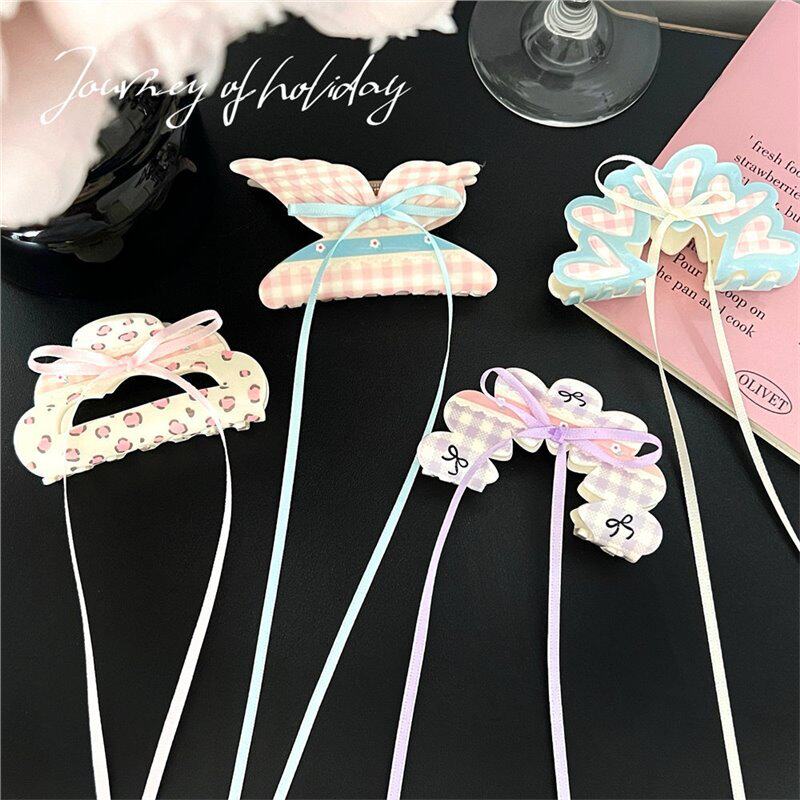 2024田园风小碎花丝带结发夹抓夹甜美温柔后脑勺盘发夹