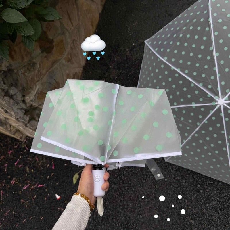 波点磨砂透明雨伞高颜值女生小清伞