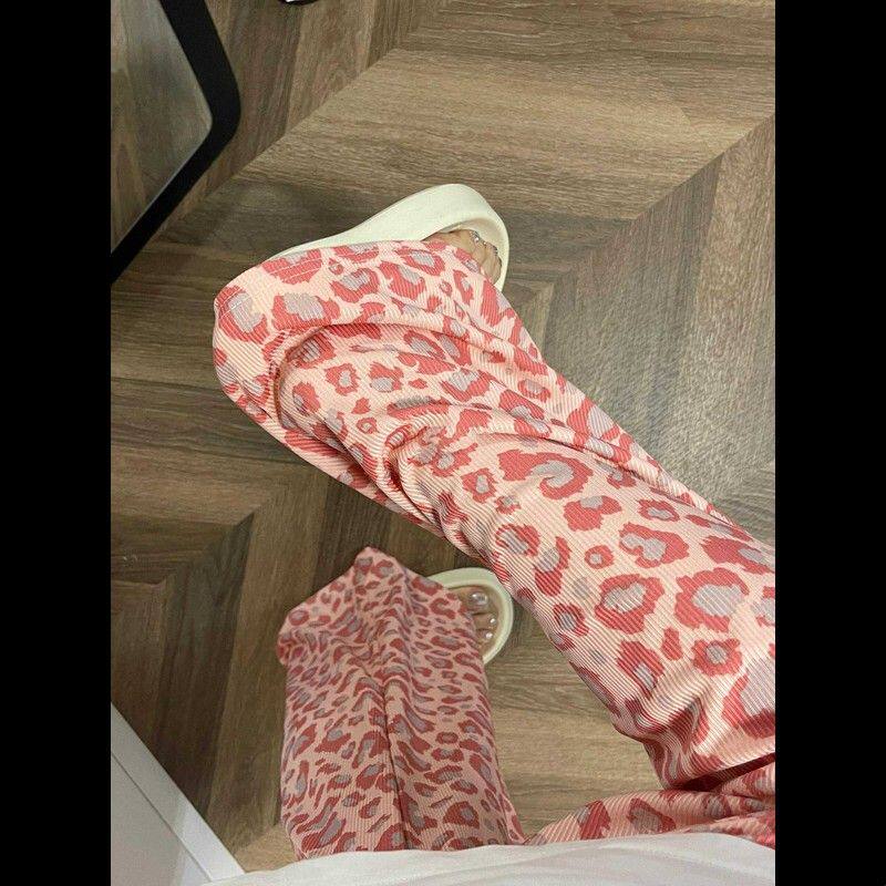 豹纹裤遛弯裤休闲裤阔腿裤女裤仙女凉凉裤防蚊裤空调裤防晒裤慵懒
