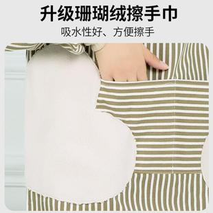 薄款 韩版 夏季 棉麻围裙家用厨房长袖 透气可擦手工作服男 罩衣女新款