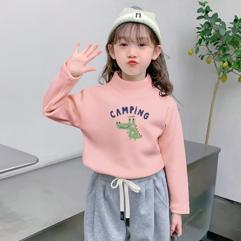 女童德绒粉色打底衫秋冬季内搭中大童半高领保暖卡通鳄鱼印花上衣,童装/婴儿装/亲子装,卫衣/绒衫,淘宝优惠券,粉丝福利购,淘宝优惠卷