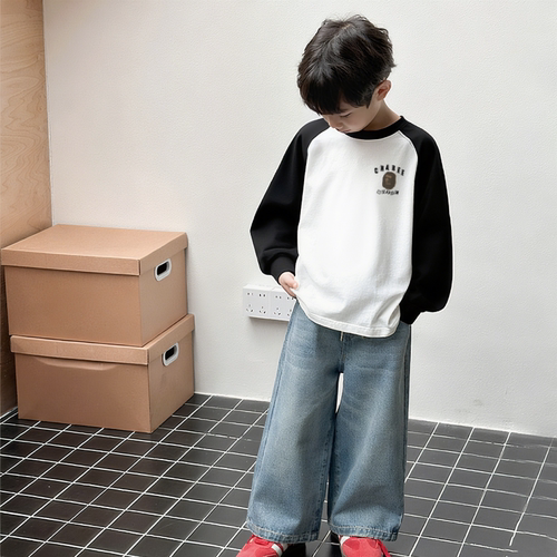 男童插肩袖纯棉T恤秋冬
