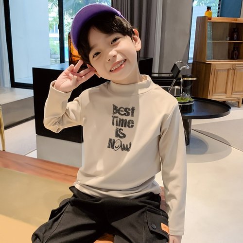 2025潮款痞帅童装德绒印花打底衫