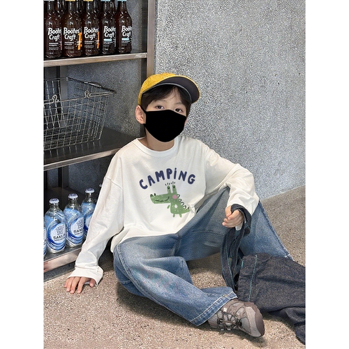 潮酷痞帅童装长袖纯棉卡通T恤