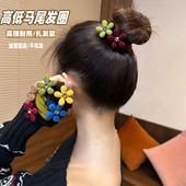 韩版 花朵面膜发圈女高弹耐用扎马尾发绳彩色头绳发饰新款 丸子头