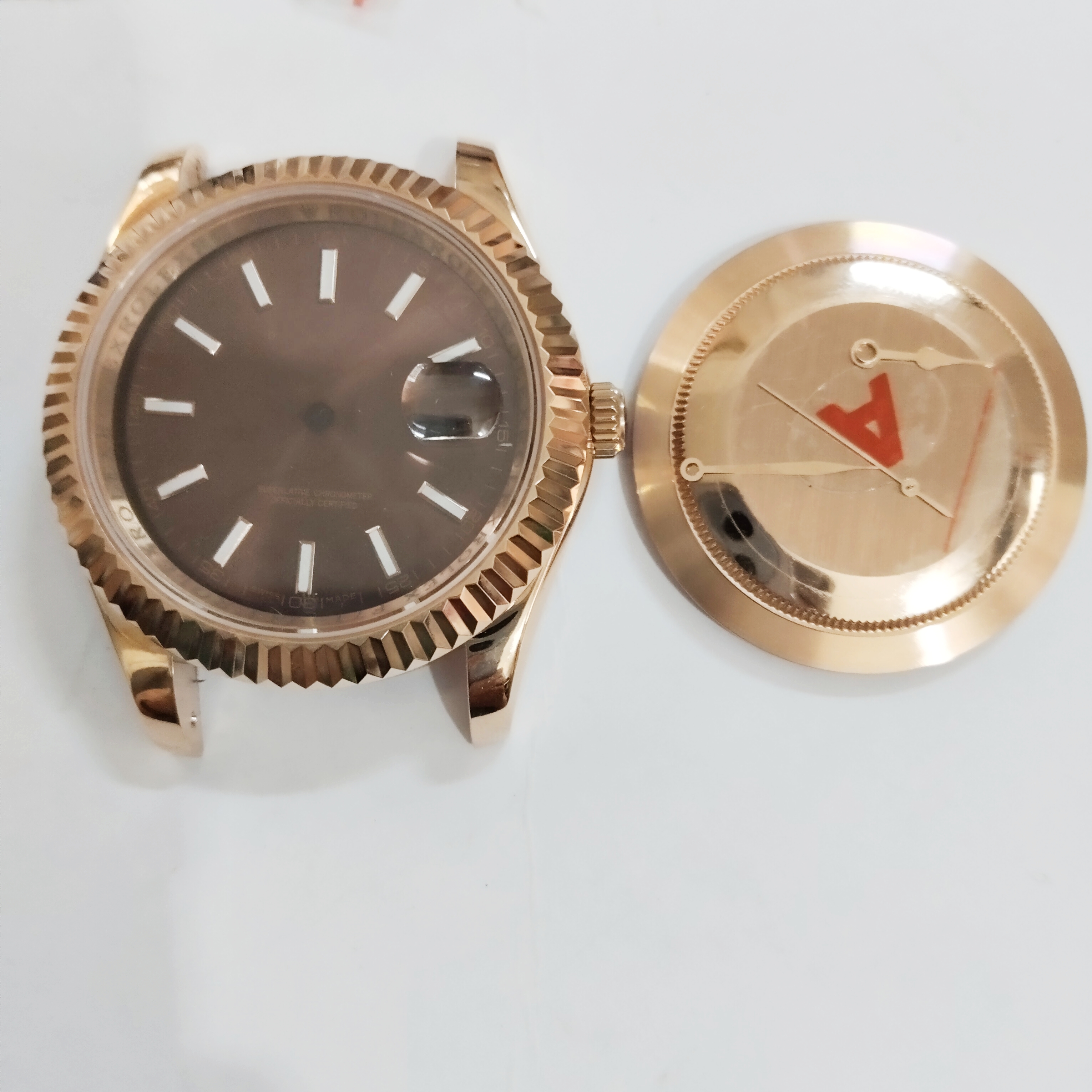 代劳玫瑰金表壳蓝宝壳41精钢壳装2813 8205 8215 8200机手表配件