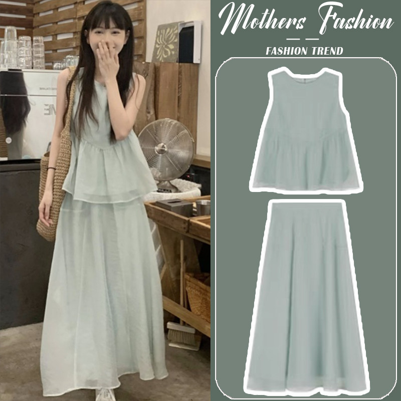 孕妇连衣裙套装夏2026新款绿色薄款无袖温柔时尚上衣半身裙两件套,孕妇装/孕产妇用品/营养,连衣裙,淘宝优惠券,粉丝福利购,淘宝优惠卷