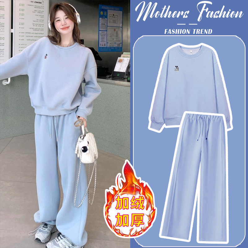 孕妇蓝色套装秋冬2025新款